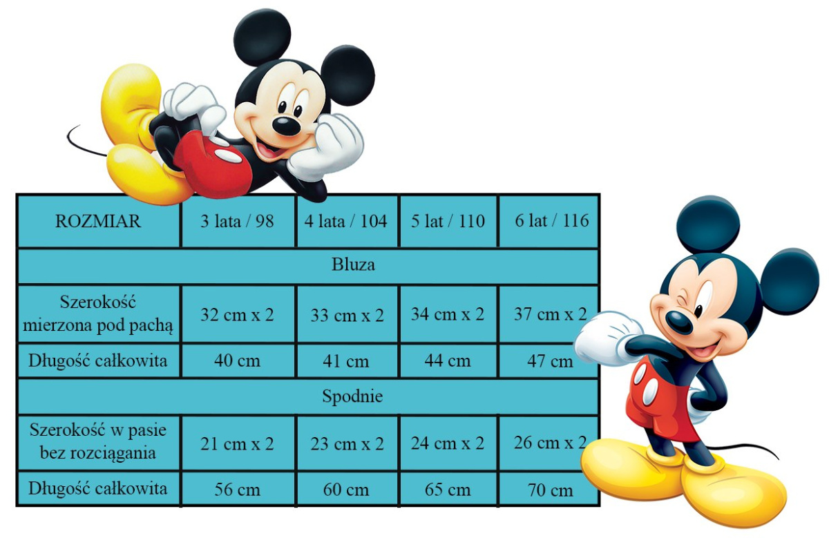 Dres kompletny Mickey Mouse (98/3Y) Dres kompletny Mickey Mouse (98/3Y)